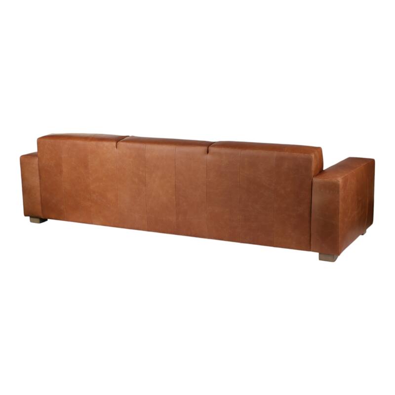 Fabric Wood Sofa with Wide Track Arms Modern Design - 30" Tan - 112" x 39" x 30"