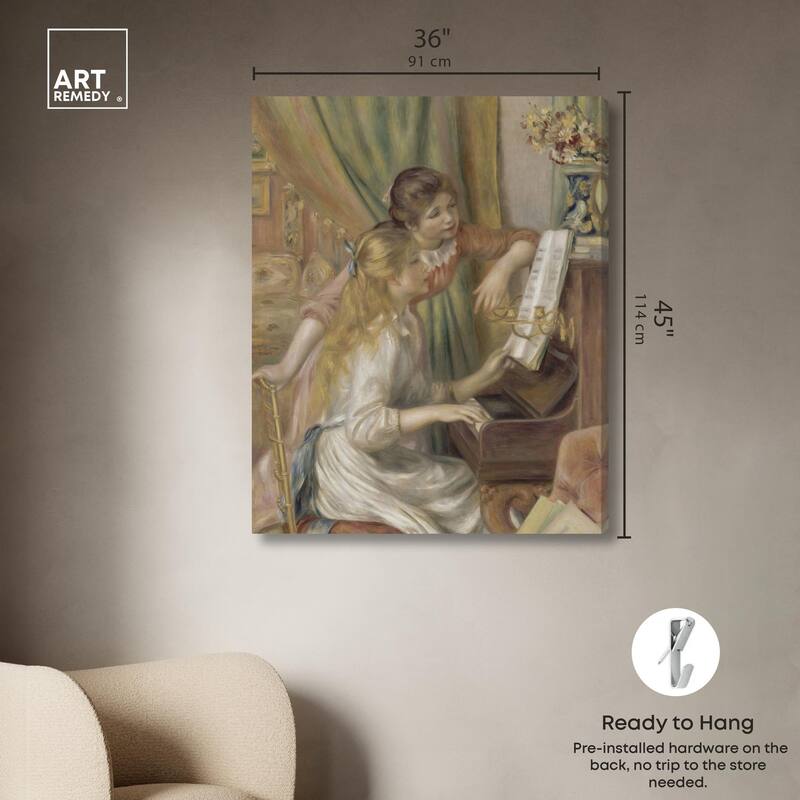 Young Girls at the Piano Canvas by Art Remedy, Gallery Wrapped