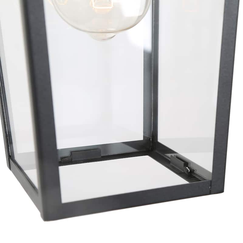 Bern Modern 1-Light Black Outdoor Ceiling Lights Lantern Porch Pendant Light - L 6.3"x W 6.3"x H 13"