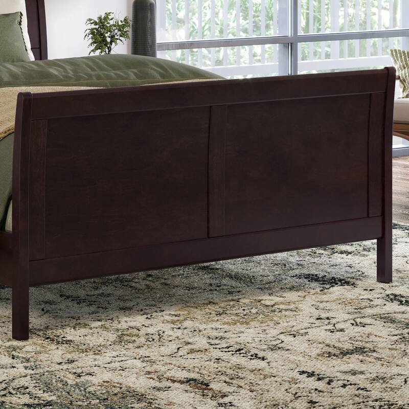 Valencia Solid Wood Low Profile Sleigh Platform Bed with Matching Footboard