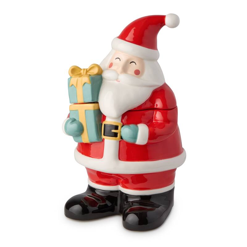 Certifed International Christmas Whimsy Santa 3-D Cookie Jar - 9.5"W x 5.5"D x 11.625"H