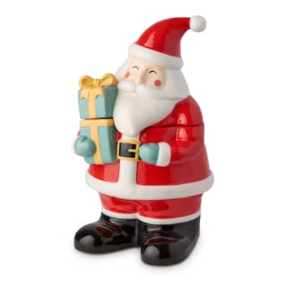 Certifed International Christmas Whimsy Santa 3-D Cookie Jar - 9.5"W x 5.5"D x 11.625"H