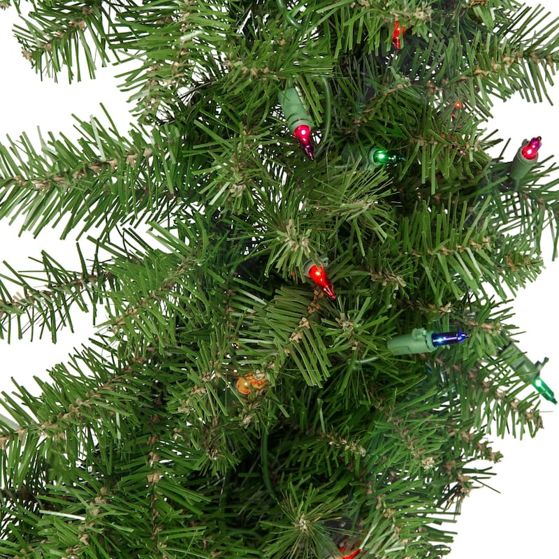 Pre-Lit Rockwood Pine Artificial Christmas Wreath 24-Inch Multi Lights - 24"