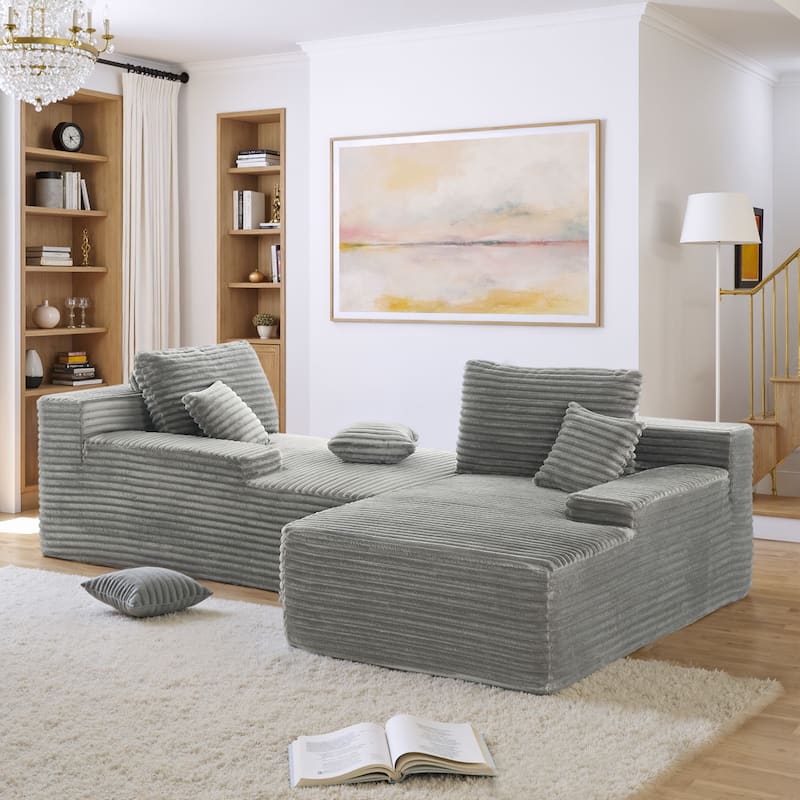 Oversized Upholstered Modular Sectional Chaise Lounge with Pillows