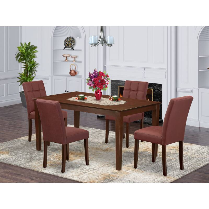 East West Furniture Dinette Set Contains a Rectangle Dining Table and Chairs, Mahogany (Pieces Options) - CAAS5-MAH-26