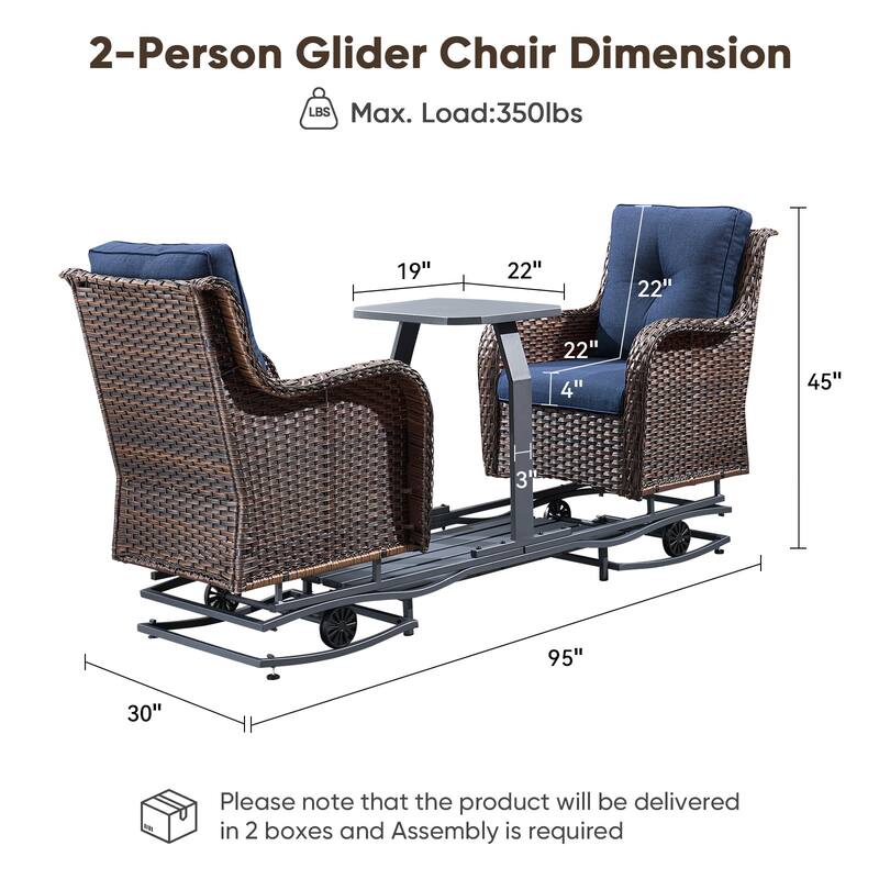 Pocassy Outdoor Patio 2-Person Swing Glider Chair