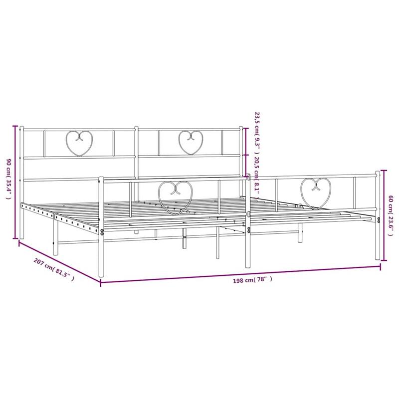 vidaXL Metal Bed Frame, No Mattress