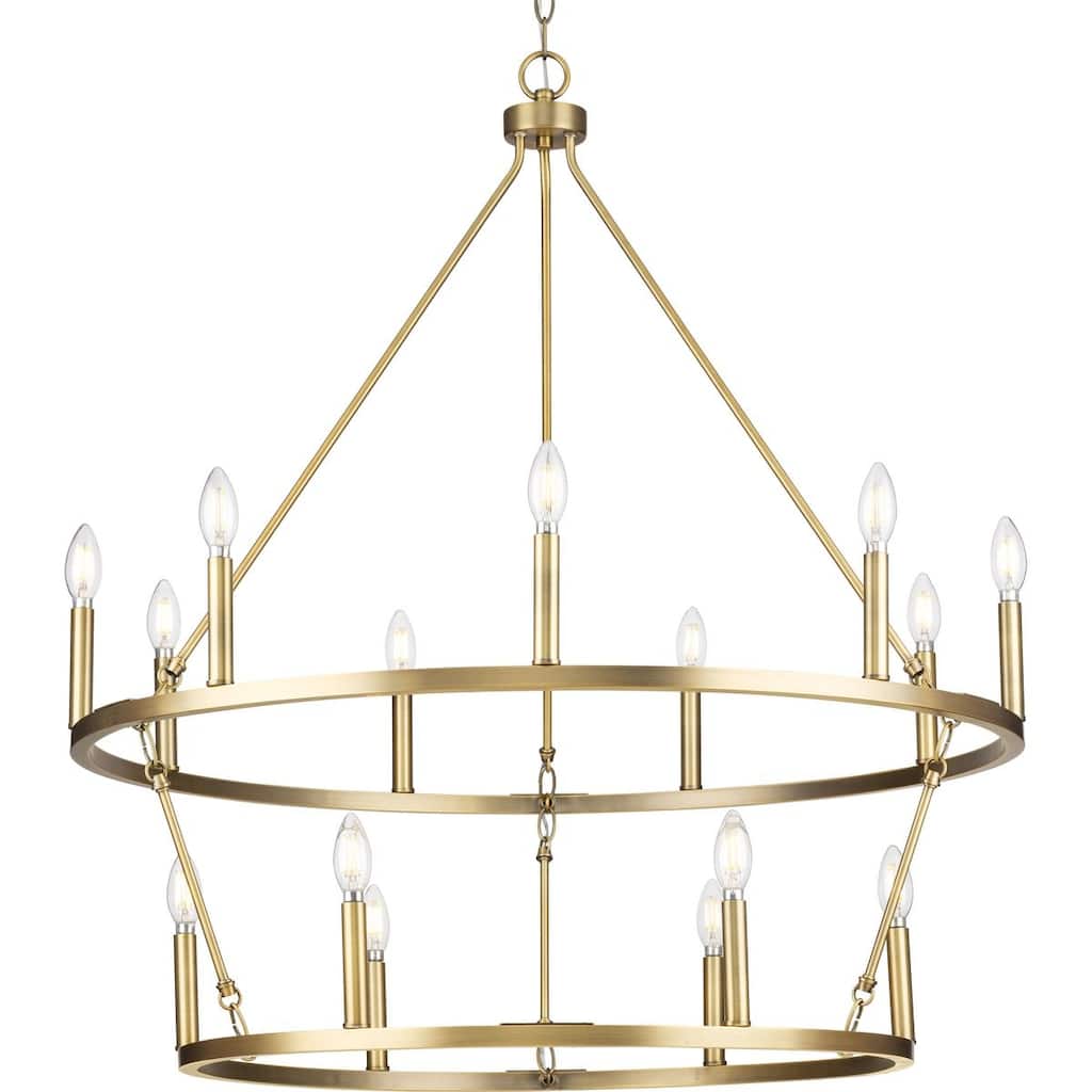 Gilliam Collection Nine-Light Vintage Brass New Traditional Chandelier - 35.5 in x 35.5 in x 38.37 in