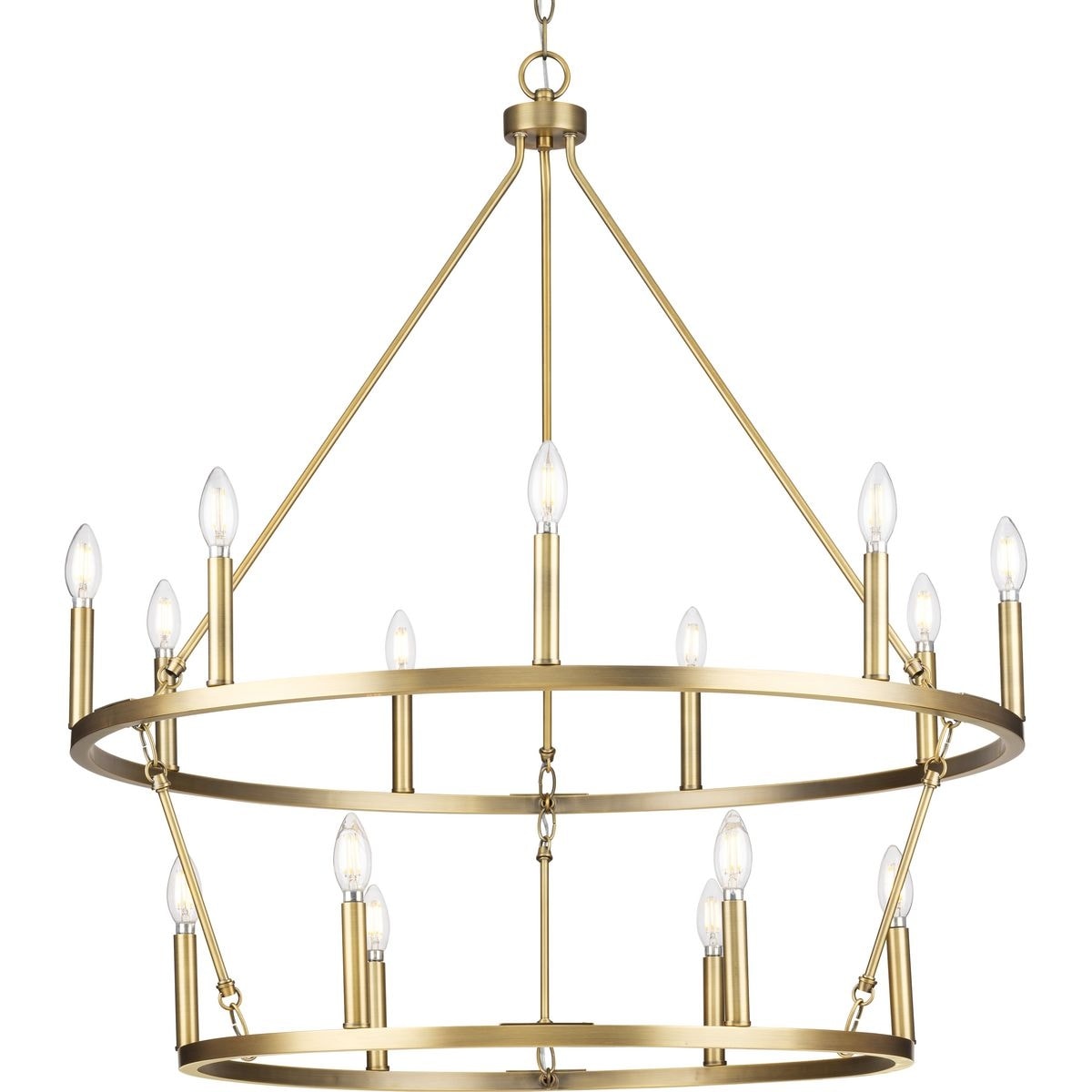 Progress Lighting Gilliam Collection Nine-Light Vintage Brass New Traditional Chandelier - 35.5 in x 35.5 in x 38.37 in