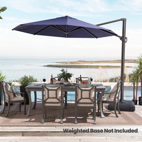 Crestlive Products 11ft Round Cantilever Patio Umbrella Aluminum, with 6-position Adjustment