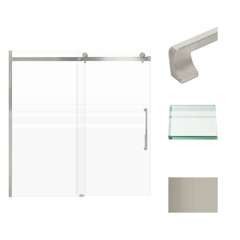 Transolid MBDT606008FR-J 60" High x 60" Wide Bypass Frameless Shower - Brushed Stainless