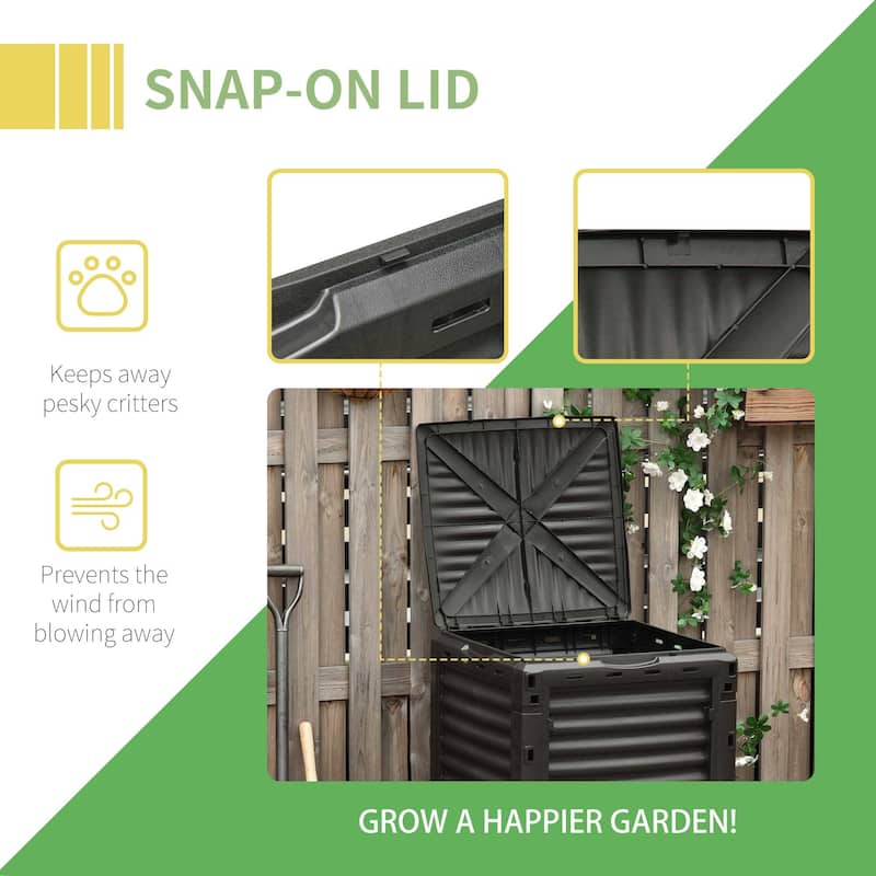 Outsunny Composting Tumblers Garden Compost Bin Large Outdoor Compost Container 80 Gallon, Yellow - 23.75'' x 23.75'' x 32''
