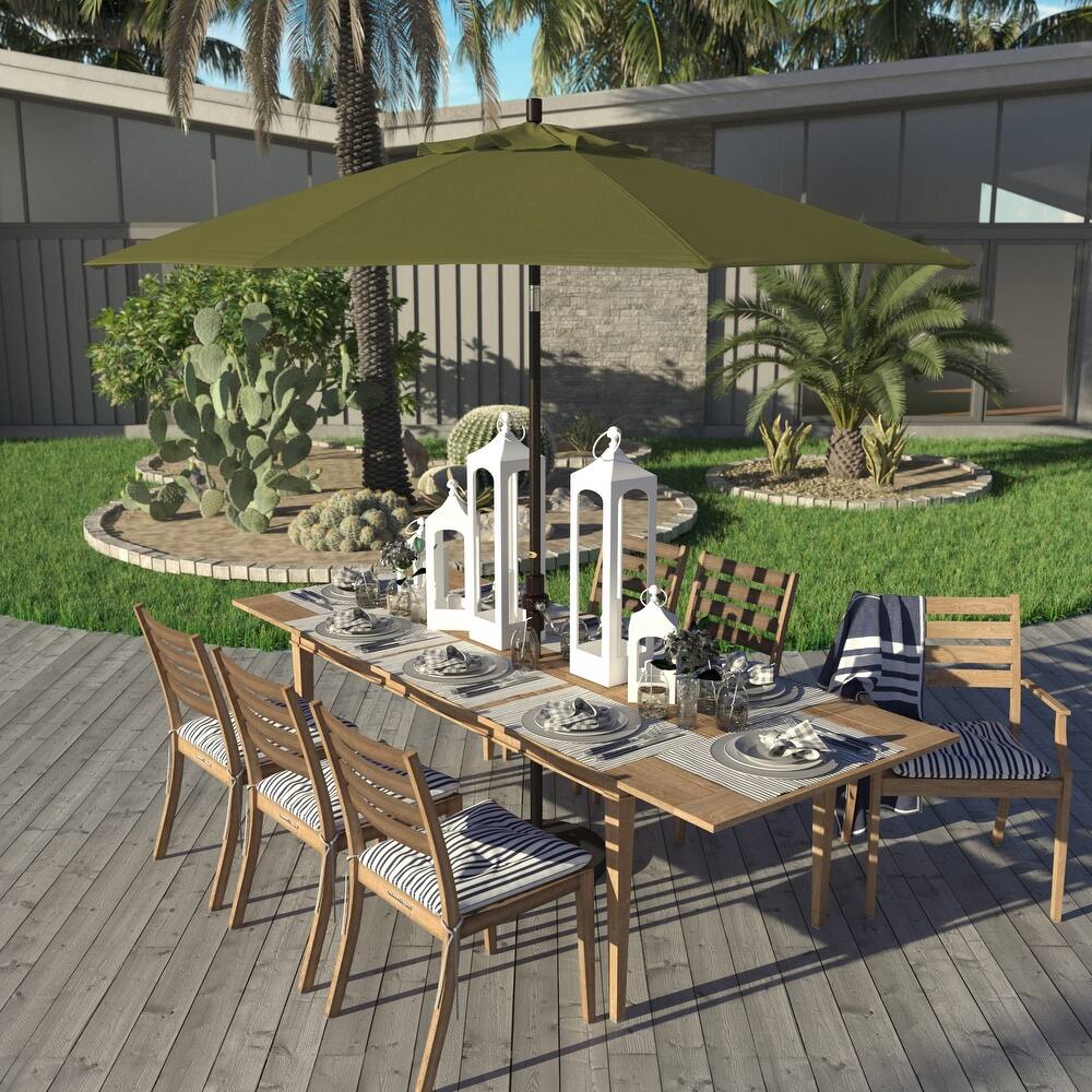 California Umbrella 9' Rd Golden State Series Patio Umbrella Bronze Aluminum Frame Crank Lift Collar Tilt Pacifica Pacific Blue