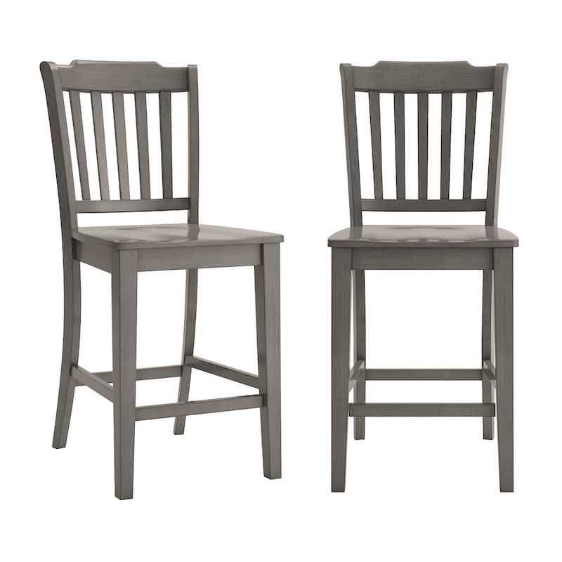 Ronda Slat Back Wood Counter Height Chairs (Set of 2) - Antique Grey