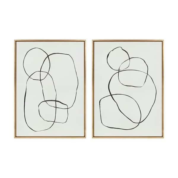 slide 2 of 17, Kate and Laurel Sylvie Modern Circles Framed Canvas Set by Teju Reval 2 Piece Set 28x38 Bright Gold