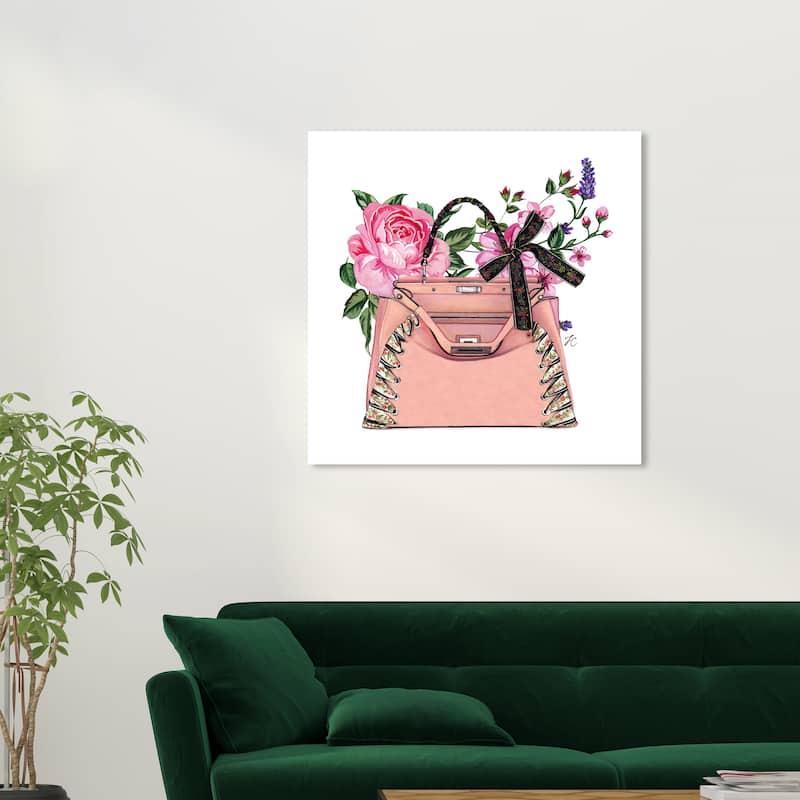 Wynwood Studio Canvas Fashion and Glam Doll Memories - Pink roses Pink and Glam Wall Art Canvas Print - 30 x 30