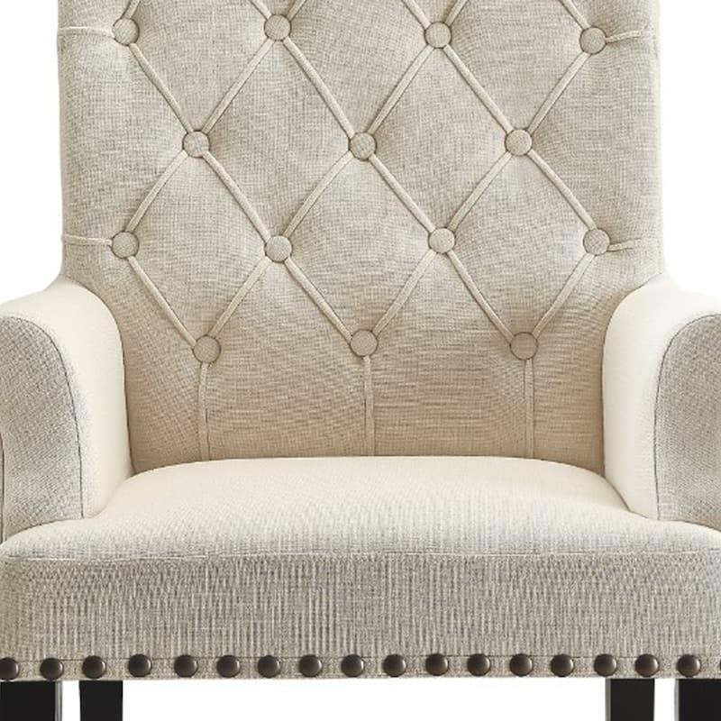 Black/Cream Fabric Upholstered Wood Frame Dining Chair, Sturdy Dining Chair for Dining Rooms - 27.5