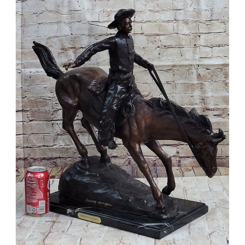 Frederic Remington Arizona Cowboy Bronze Sculpture Statue Western Americana 22 Inches X 26 Inches