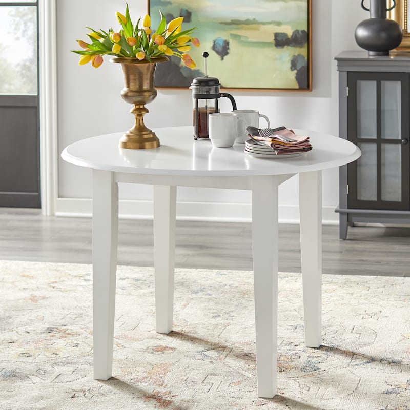 Simple Living Rollo Solid Wood Drop Leaf Dining Table - White