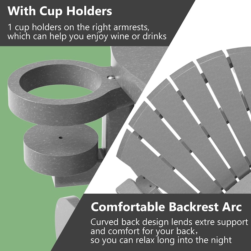 Outdoor Adirondack Chair Weather Resistant with Cup Holder/Ottoman