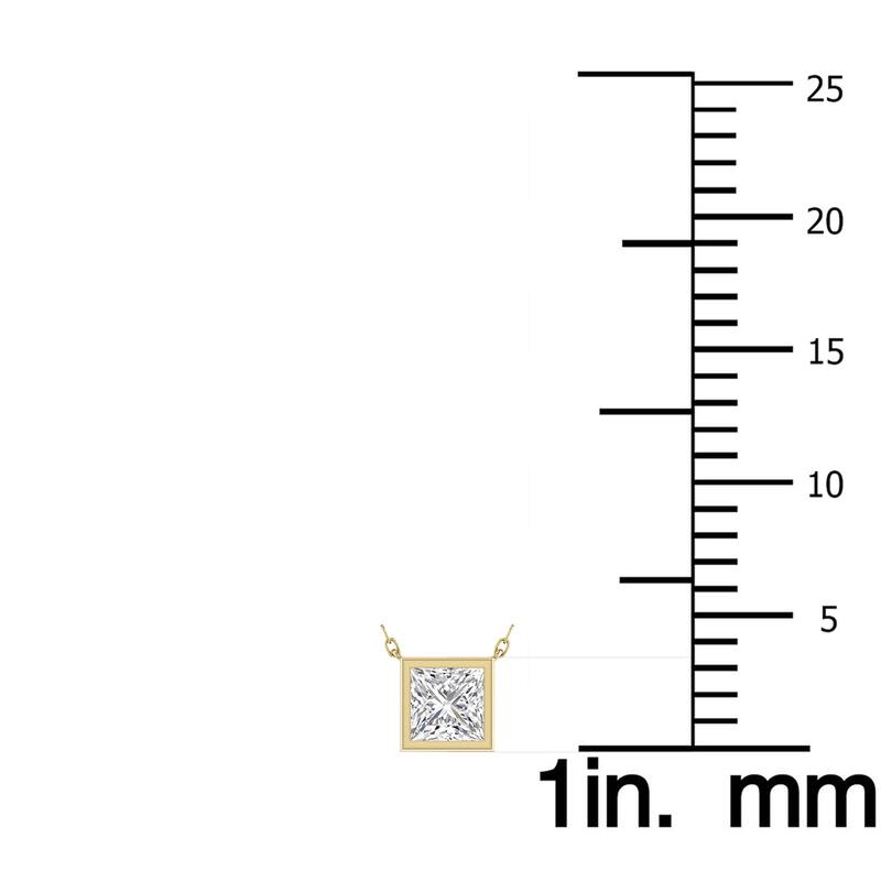Marquee Lab Grown 1/4 Carat Princess Cut Bezel Set Diamond Solitaire Pendant in 14K Yellow Gold