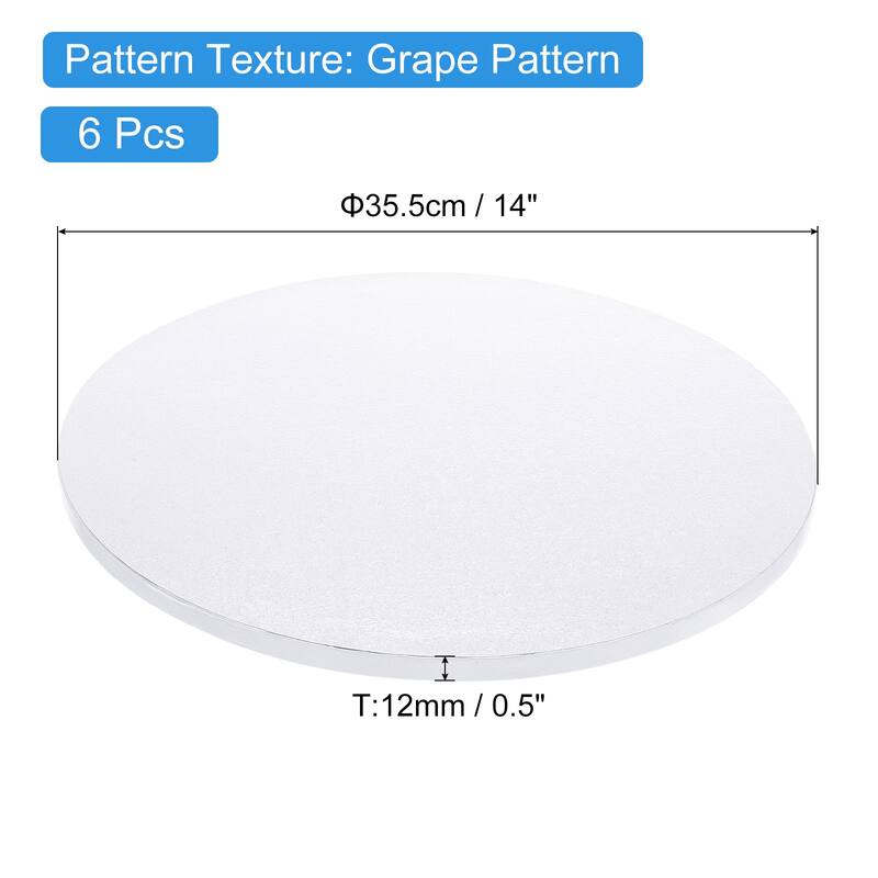 Cake Boards, 6Pcs Cardboard Cake Drums, 1/2" Thick Round Cake Base - White - 14 Inch