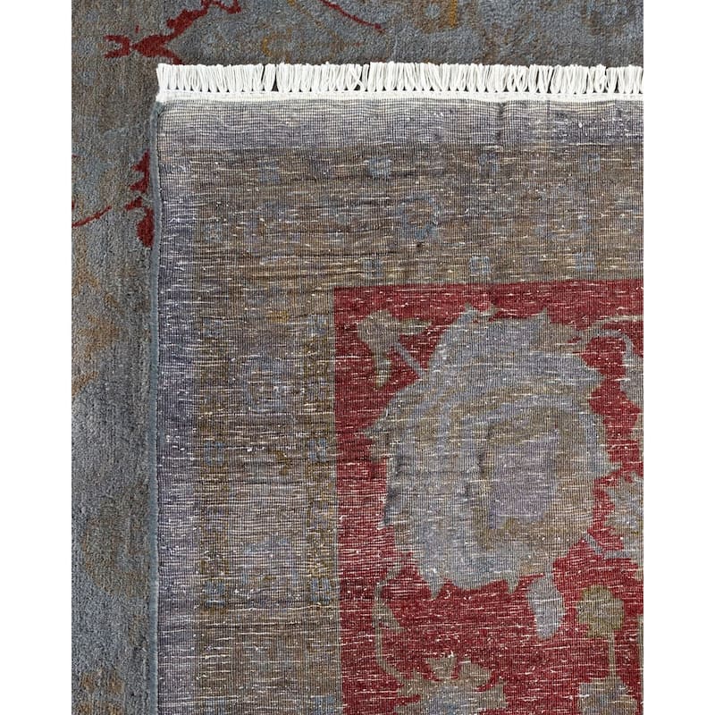 Overton Hand Knotted Wool Vintage Inspired Modern Contemporary Overdyed Gray Area Rug - 9' 1" x 12' 7"