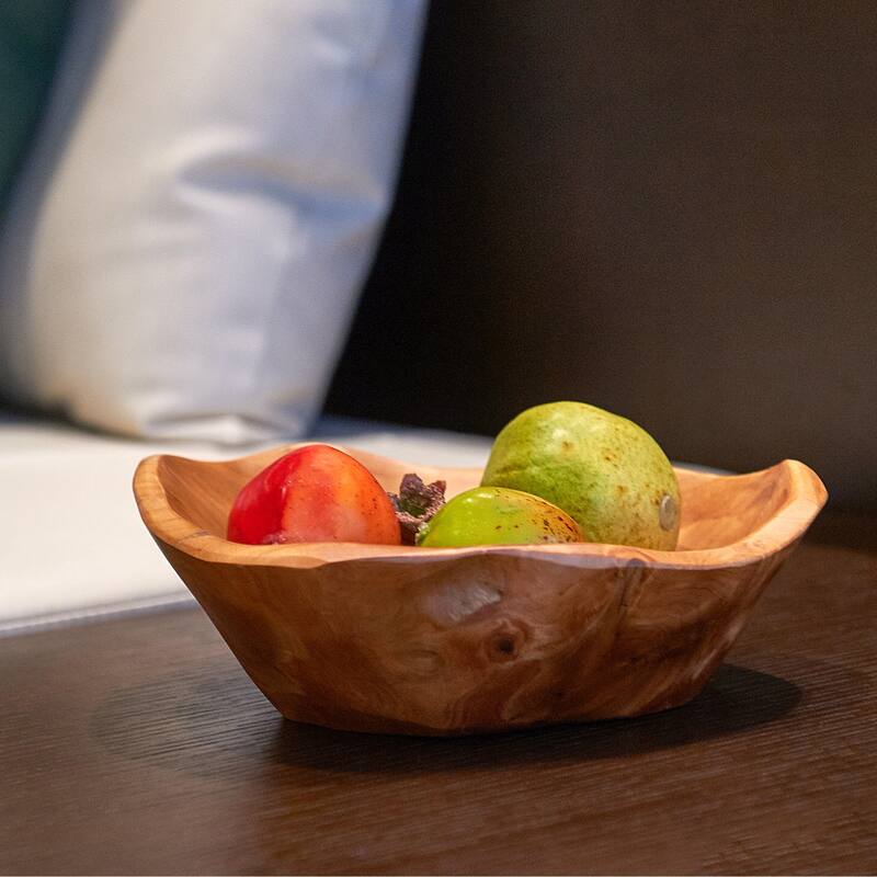 Greenage Cedar Fruit Bowl, Wooden Storage Natural Crafts Serving Bowls