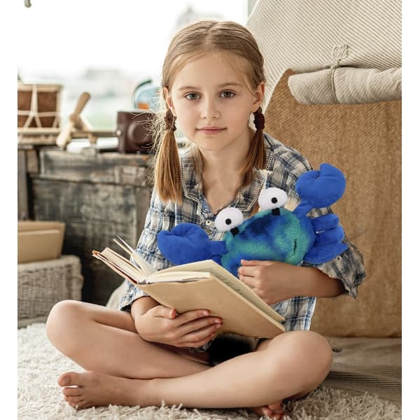 DolliBu Blue Tie-Dye Crab Plush - Cute Sea Animal Plush Toy - 6.5