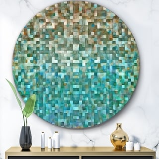 Designart 'Blocked Abstract' Geometric Metal Circle Wall Art