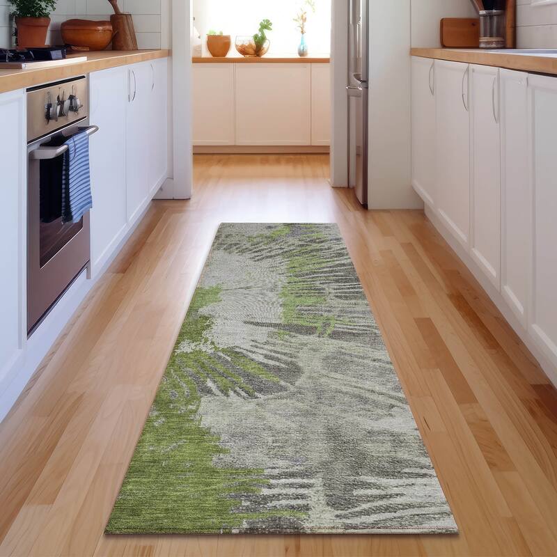 Premium Washable Super Soft Abstract Palmer Mayfield Rug - Olive - 2' 3" x 7' 6" - Runner