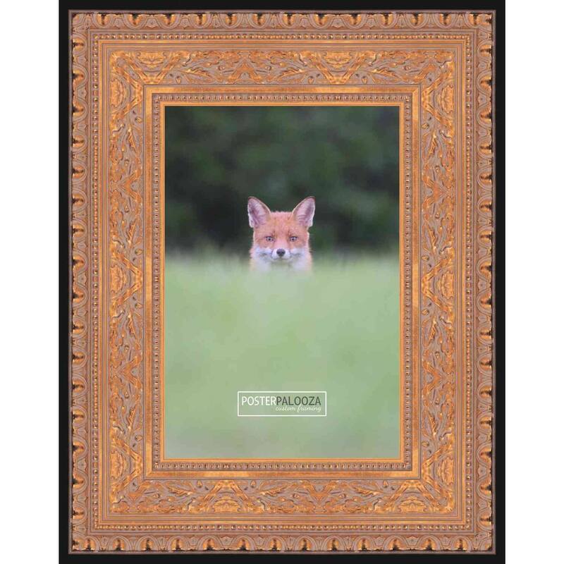 12x16 Ornate Antique Gold Complete Wood Picture Frame with UV Acrylic, Foam Board Backing, & Hardware