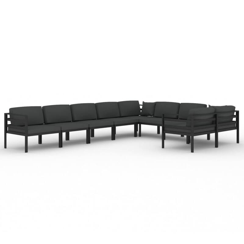 vidaXL Patio Lounge Set with Cushions Aluminum - 27.6" x 27.6" x 25.4"