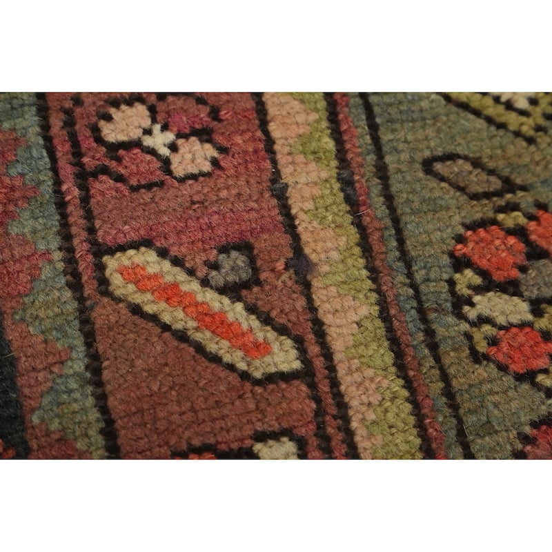 Hand Knotted Oriental 100% Wool Carpet Traditional Geometric Black Runner Rug - 8' 8'' X 3' 6''