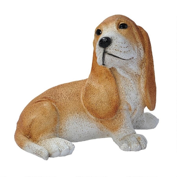 9" Sitting Brown Bassett Hound Puppy Dog Statue - N/A