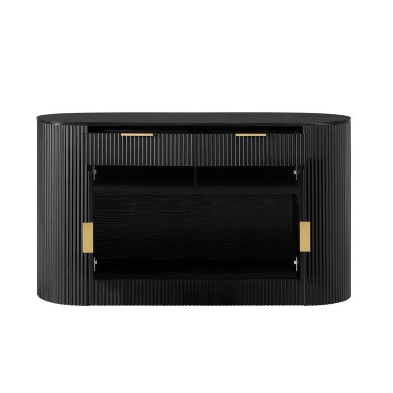 Modern 55.1" Sideboard Buffet Cabinet with 2 Curved Side Door and 2 Drawers for Living Room and Dining Area