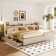 preview thumbnail 2 of 13, Upholstered Mother & Child Platform Bed, Queen & Twin XL Platform Bed Frame w/ Hydraulic Storage System, Drawer Box & USB Ports