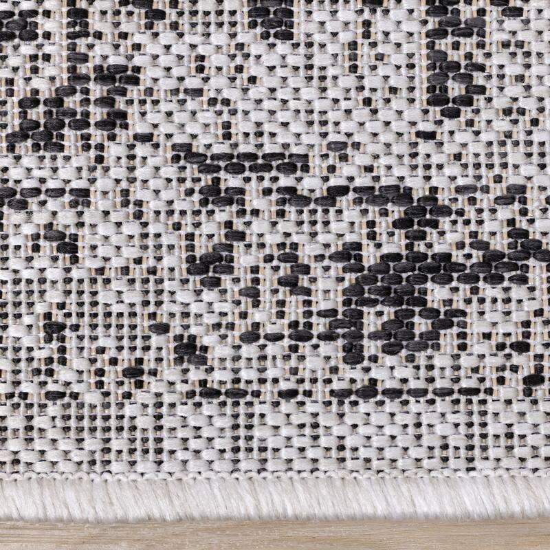 Jackson Collection - Grey/Black Distressed Traditional Indoor/Outdoor Area Rug