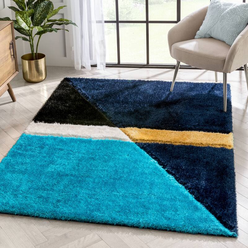 Well Woven Lolly Mori Abstract Geometric High Low Shag Area Rug