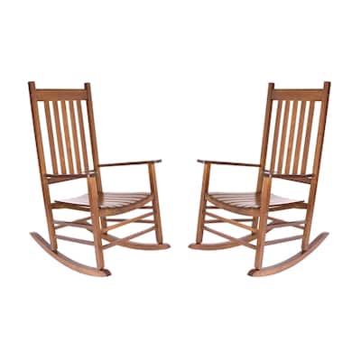 Heritage Solid Wood Outdoor Patio Rocking Chair Rocker (Set of 2)