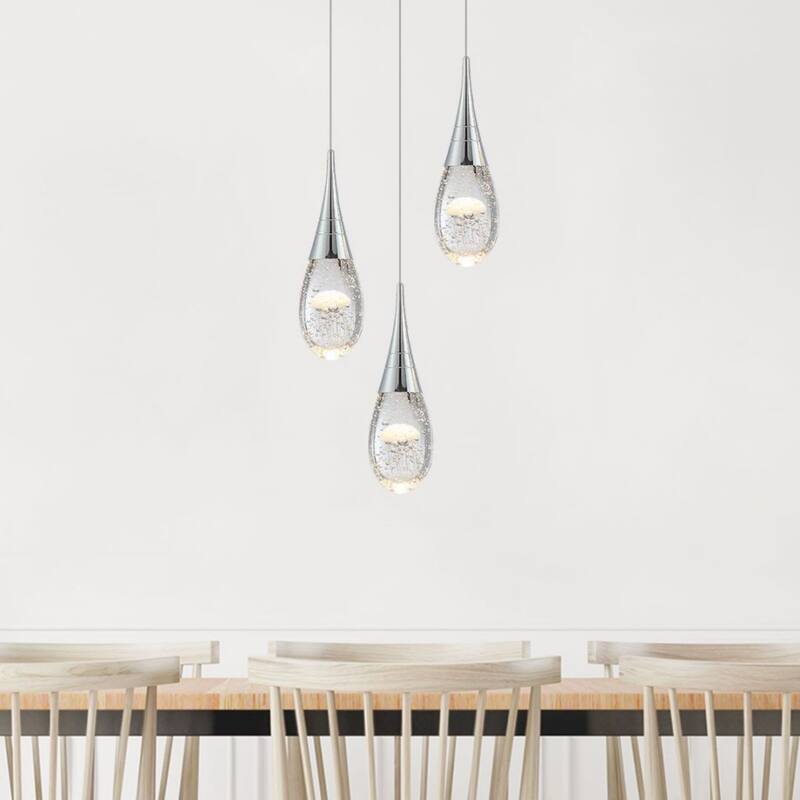 3-Light Modern Dimmable Bubble Jellyfish Crystal Pendant Light for Kitchen Island