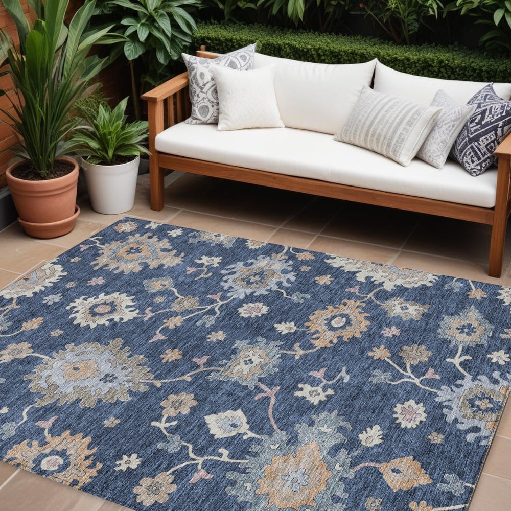HomeRoots Floral Transitional Rectangle Outdoor Rug