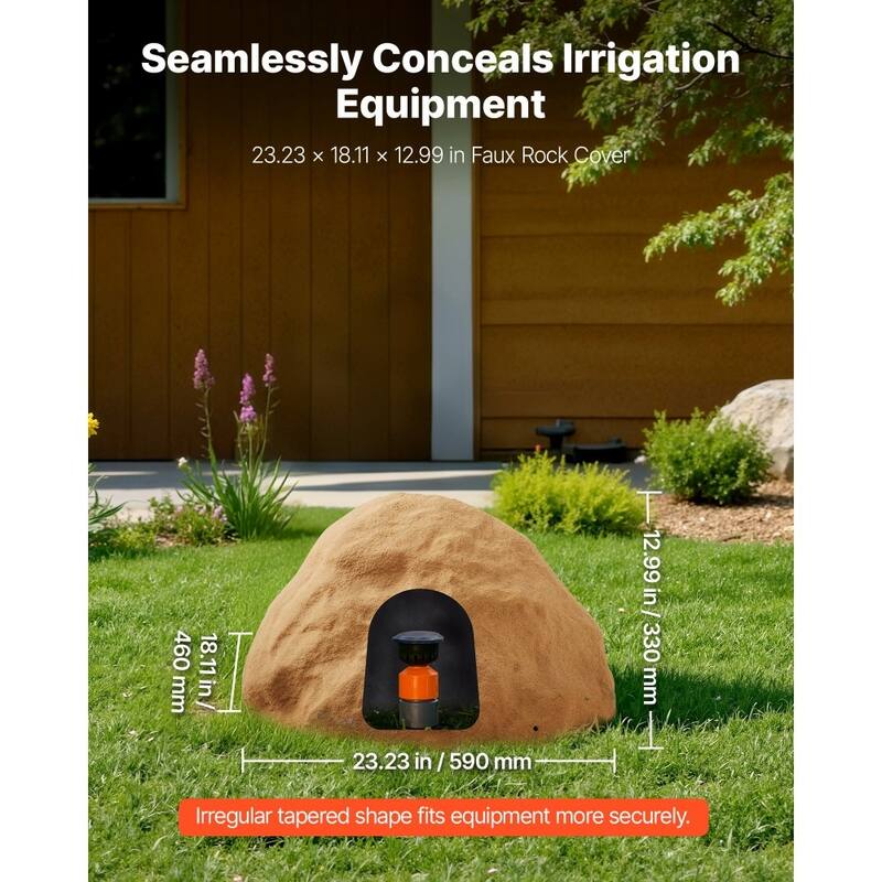 Medium Artificial Rock Cover Sandy Brown HDPE Landscape Stone Hide for Outdoor Fixtures