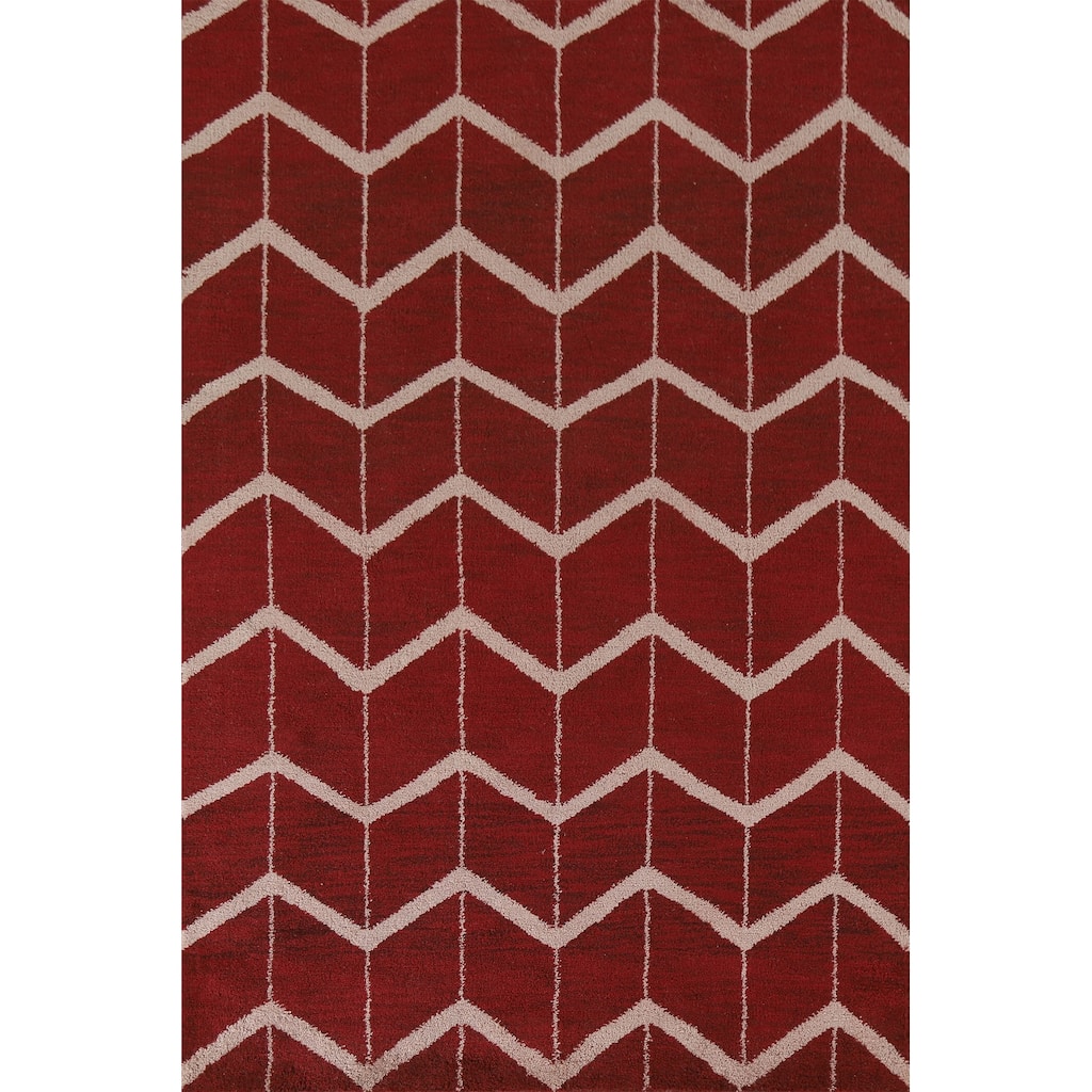 Hand Knotted Oriental 100% Wool Carpet Modern All-Over Red Gabbeh Area Rug - 7' 11'' X 5' 4''