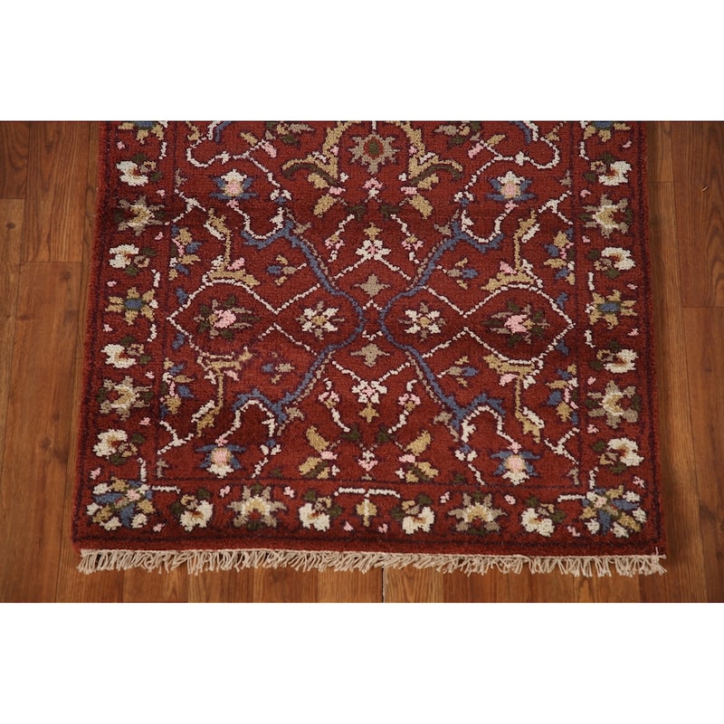 All-Over Orange Heriz Serapi Indian Area Rug Handmade Wool Carpet - 2'7"x 5'11"