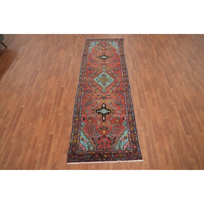 Hand Knotted Oriental 100% Wool Carpet Traditional Floral Oranges & Rust Lilian Runner Rug - 10' 6'' X 3' 5''