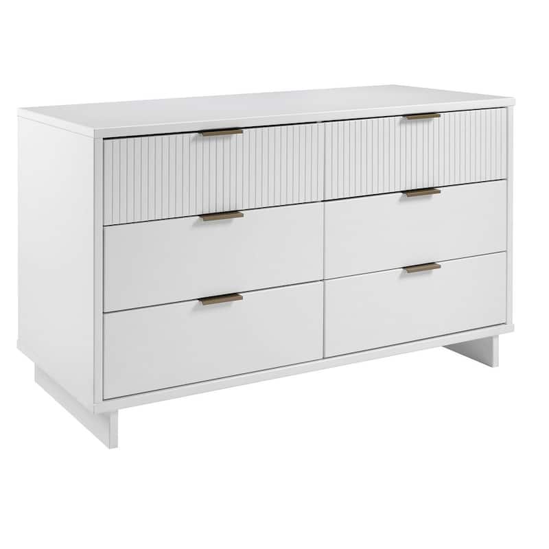 Manhattan Comfort Granville 55.07" Modern Double Wide 6 Drawer Dresser