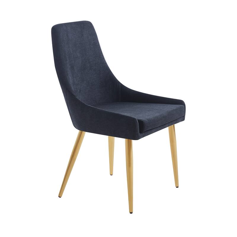 Set of 2 Classical Upholstered Accent Dining Chairs with Steel Legs
