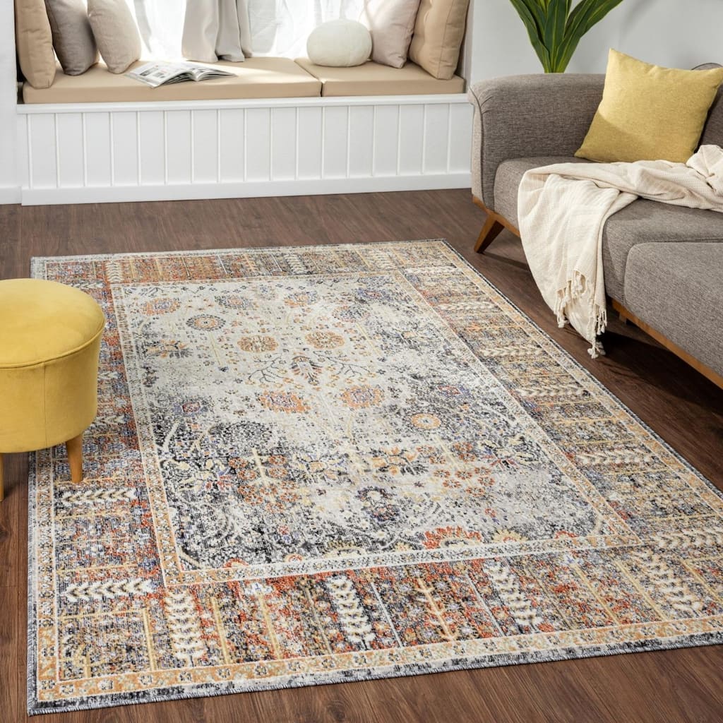 Luxe Weavers Bohemian Distressed Oriental Floral Area Rug