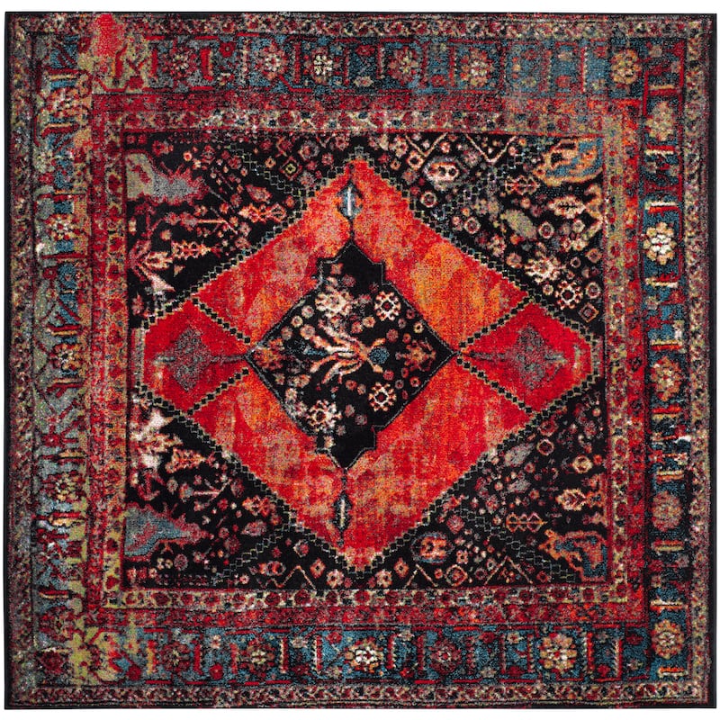 SAFAVIEH Vintage Distressed Boho Regina Akife Oriental Rug - 6'7" Square - Orange/Multi